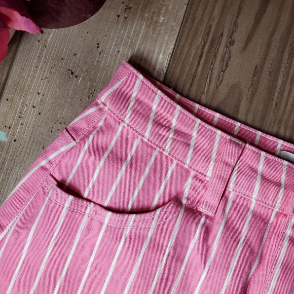 NWT Victor Glemaud Aurora Pink and White Striped Denim Mini Skirt Size 0 - Picture 8 of 16